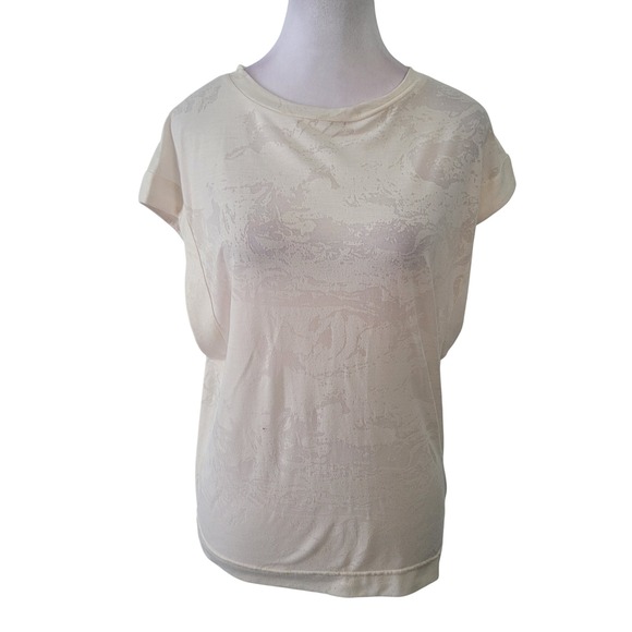 Varley Tops - VARLEY Womens XSmall Cream Marbled Pattern Sleeveless Top